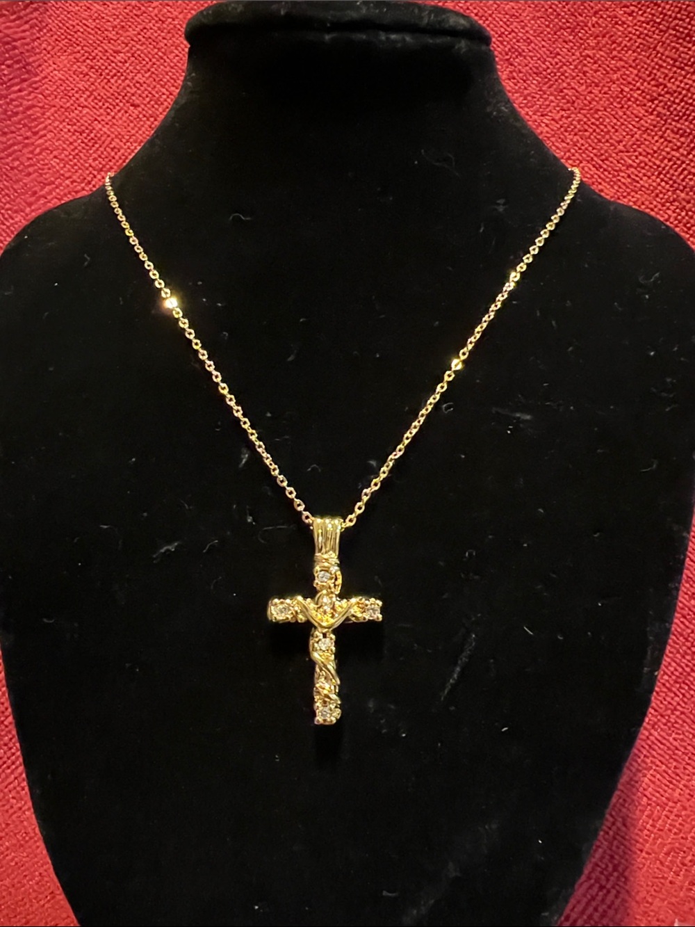Premier Designs Gold Textured Cross Pendant Necklace